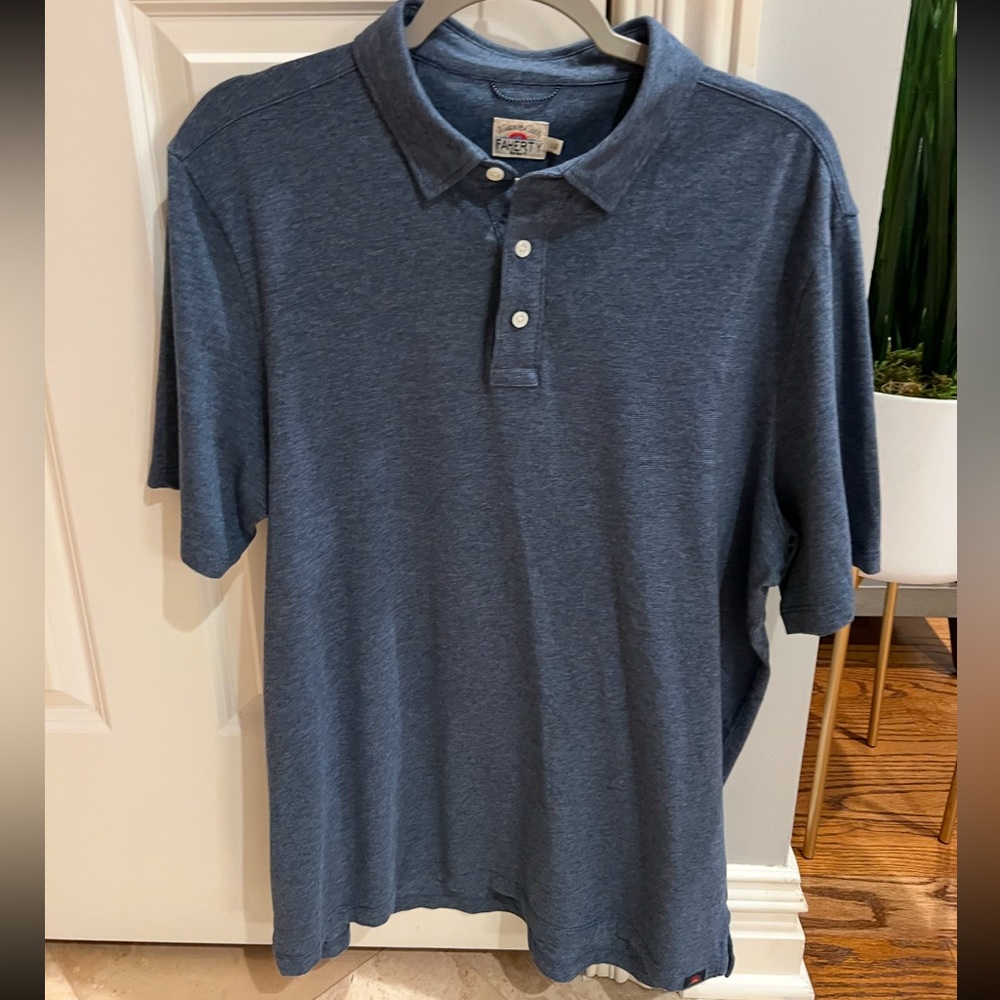 Faherty Men's Blue Heather Polo